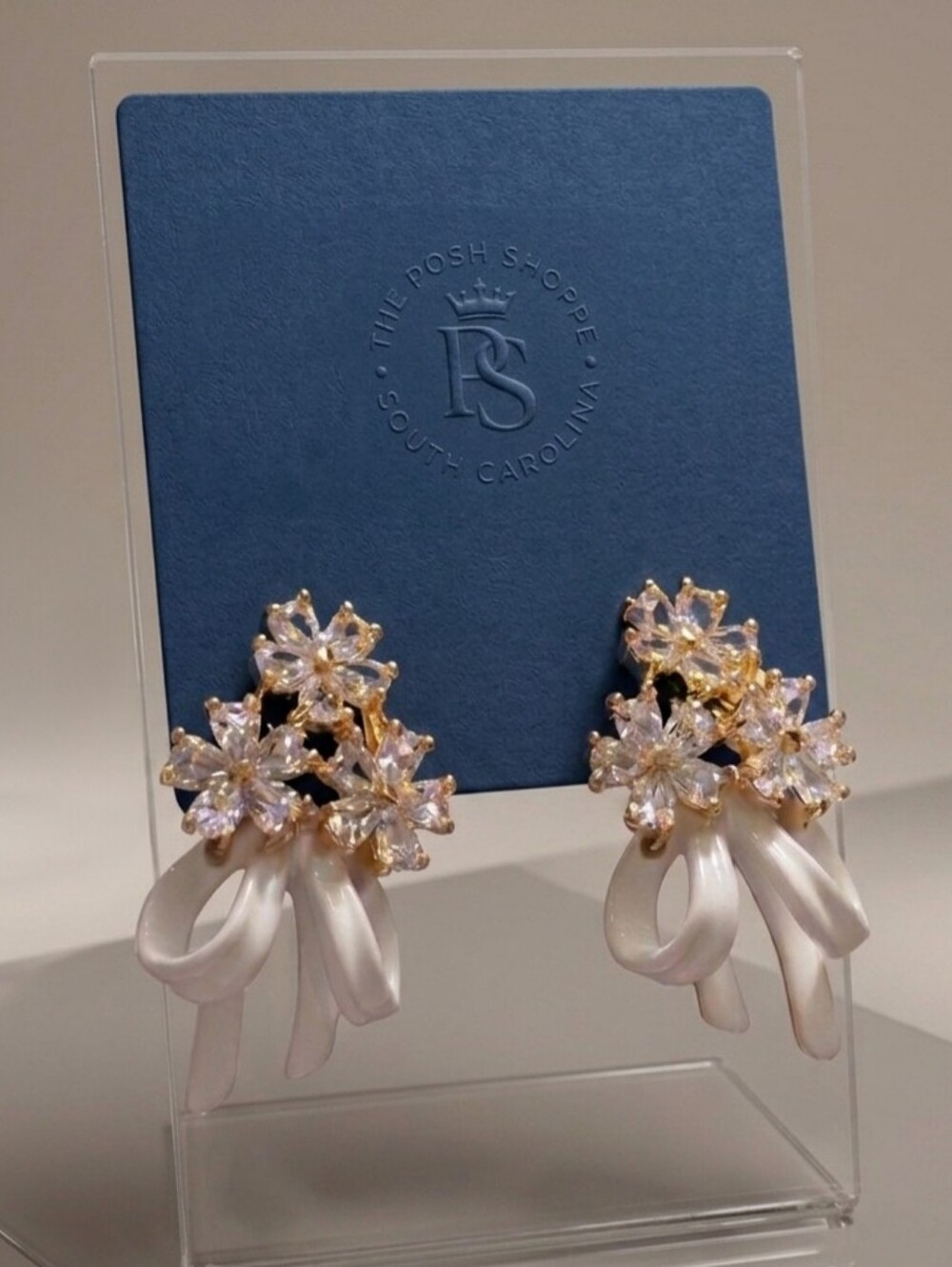 Low Country Charm Crystal Floral Bow Earrings
